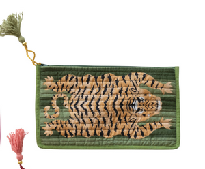 Cotton Voile Tiger Zip Pouch with Interior Coating, 4 Colors