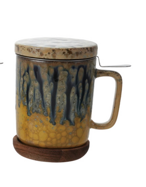 10 oz. Mug with Strainer, Lid & Saucer