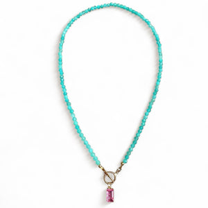 Sunset Chaser Amazonite Beaded Toggle Necklace Gold Filled