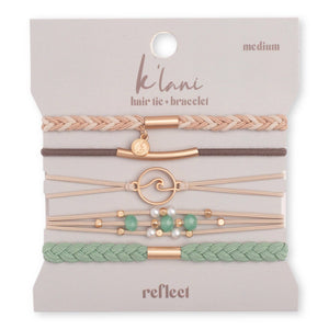 K'lani "Reflect" Gold Wave with Beachy Neutrals Hair Tie Bracelets