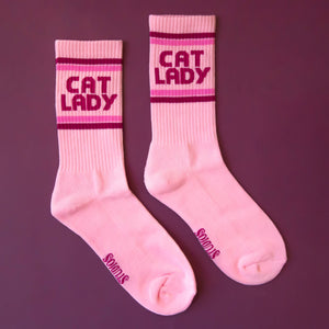 Cat Lady Striped Ribbed Crew Socksg