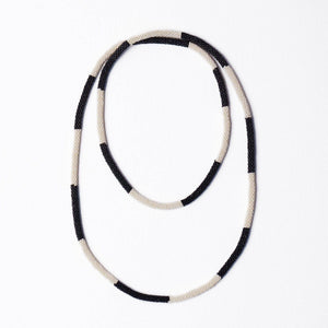 Allie Seed Bead Long Necklace Black + White Wholesale