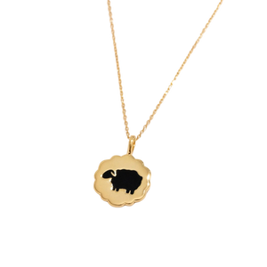 14K Gold Plate Black Sheep Pendant Necklace