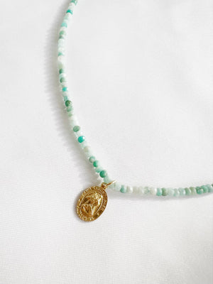 Roam Saint Christopher Beaded Choker Necklace Gold Filled