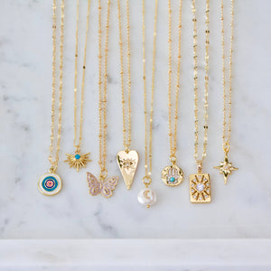 CZ or Turquoise Starburst Necklace