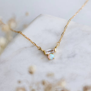 Mini CZ Opal Necklace - Gold Filled