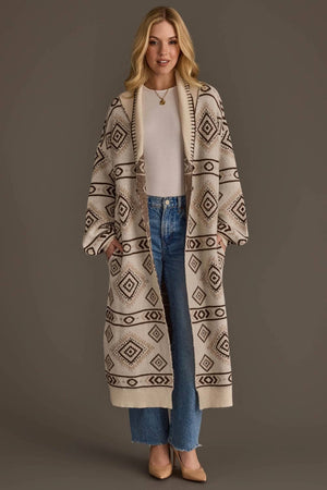 Cream & Brown Western Cardigan
