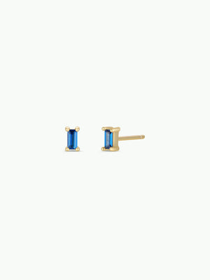 Baguette - Sapphire - Gold Earrings