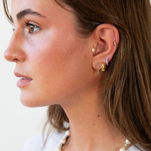 Two Tone Reversible Enamel Huggie Hoop Earrings