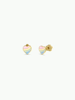 Heart Enamel Flat Back Kids Earrings