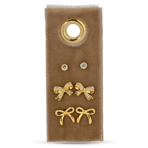 Bow Velvet Stud Set