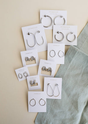 Silver Long Oval Hoop
