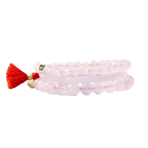 Addison Set Of 3 Stretch Bracelets Glass And Crystal With Bag Pale Pink