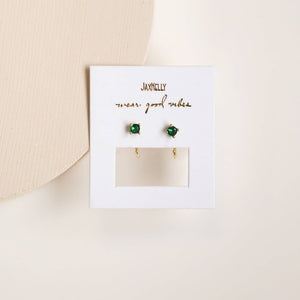CZ Huggies - Emerald - Gold Earrings
