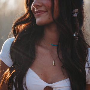 K'lani "Stride" Gold Boot with Turquoise Necklace Set