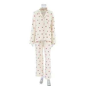 Valentine's Day Love heart printed Cotton Pajamas Set