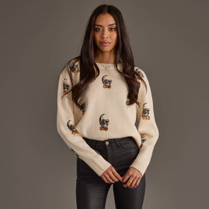 Ivory Skull Sweater with Bow Ties