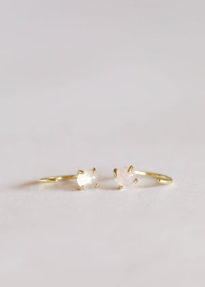 Huggies - Rose Quartz - Gold Earrings