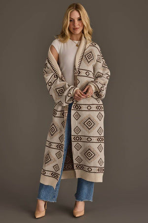 Cream & Brown Western Cardigan