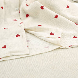 Valentine's Day Love heart printed Cotton Pajamas Set