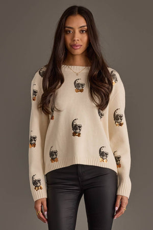 Ivory Skull Sweater with Bow Ties
