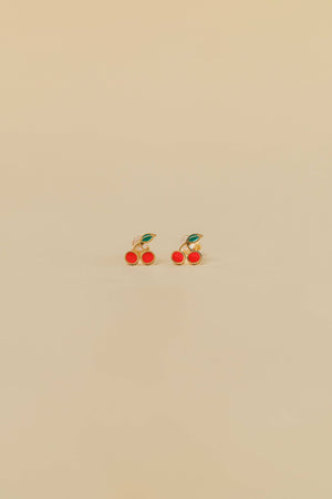 Cherry Enamel Flat Back Kids Earrings