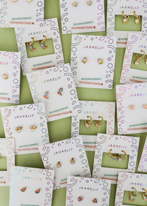 Heart Enamel Flat Back Kids Earrings