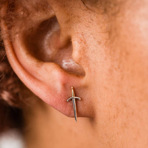 14K Gold Plated Dagger Stud Earrings
