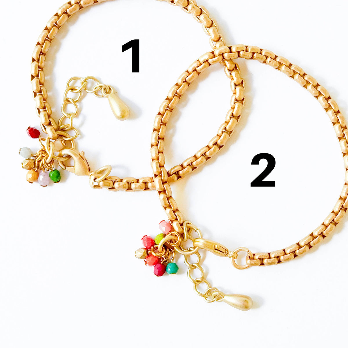 Adjustable Thick Gold Chain Bracelet With Tiny Bead Cluster