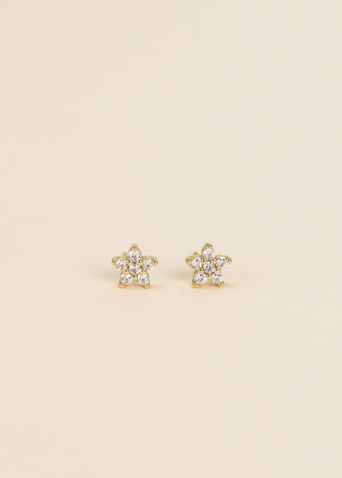 Pave Stud - Flower - Gold Earrings