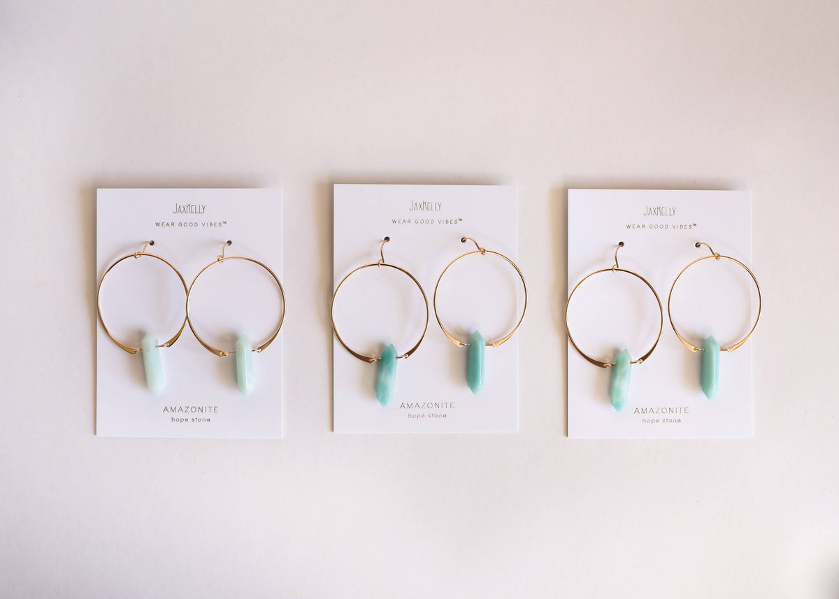 Hoops - Amazonite - Gold Earrings