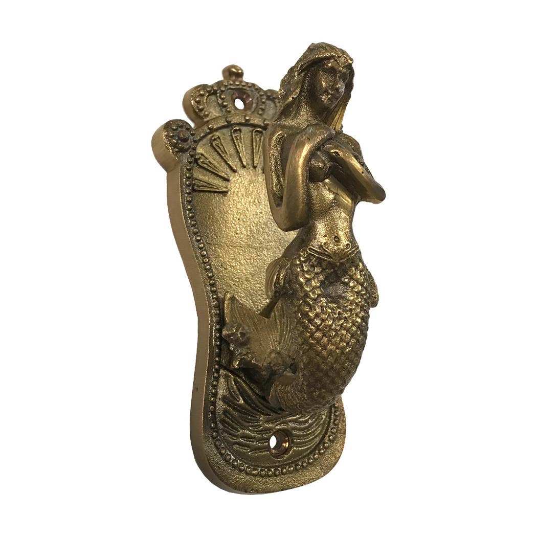 5&quot; Antiqued Brass Mermaid Coat Hanger- Antique Vintage Style