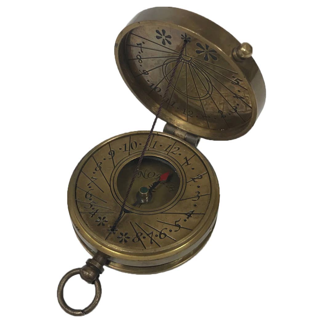 1-3/4&quot; Antiqued Solid Brass Sundial Compass