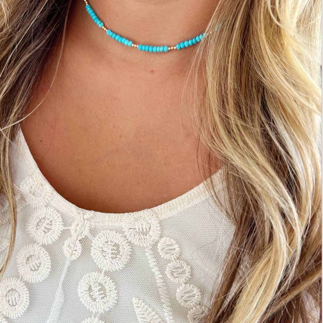 Free Spirit Turquoise Beaded Necklace Gold Filled