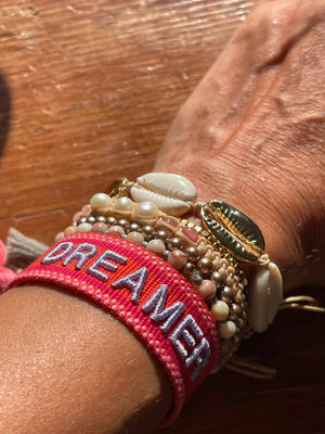 DREAMER statement bracelet woven, embroidered