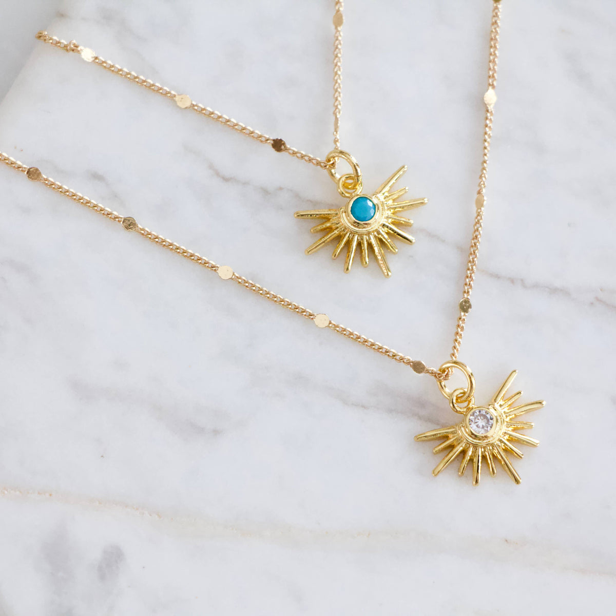 CZ or Turquoise Starburst Necklace