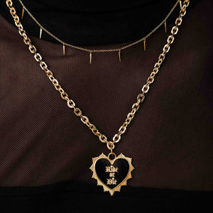 14K Gold Plated Ride or Die Pendant Necklace - Enamel & CZ Accents