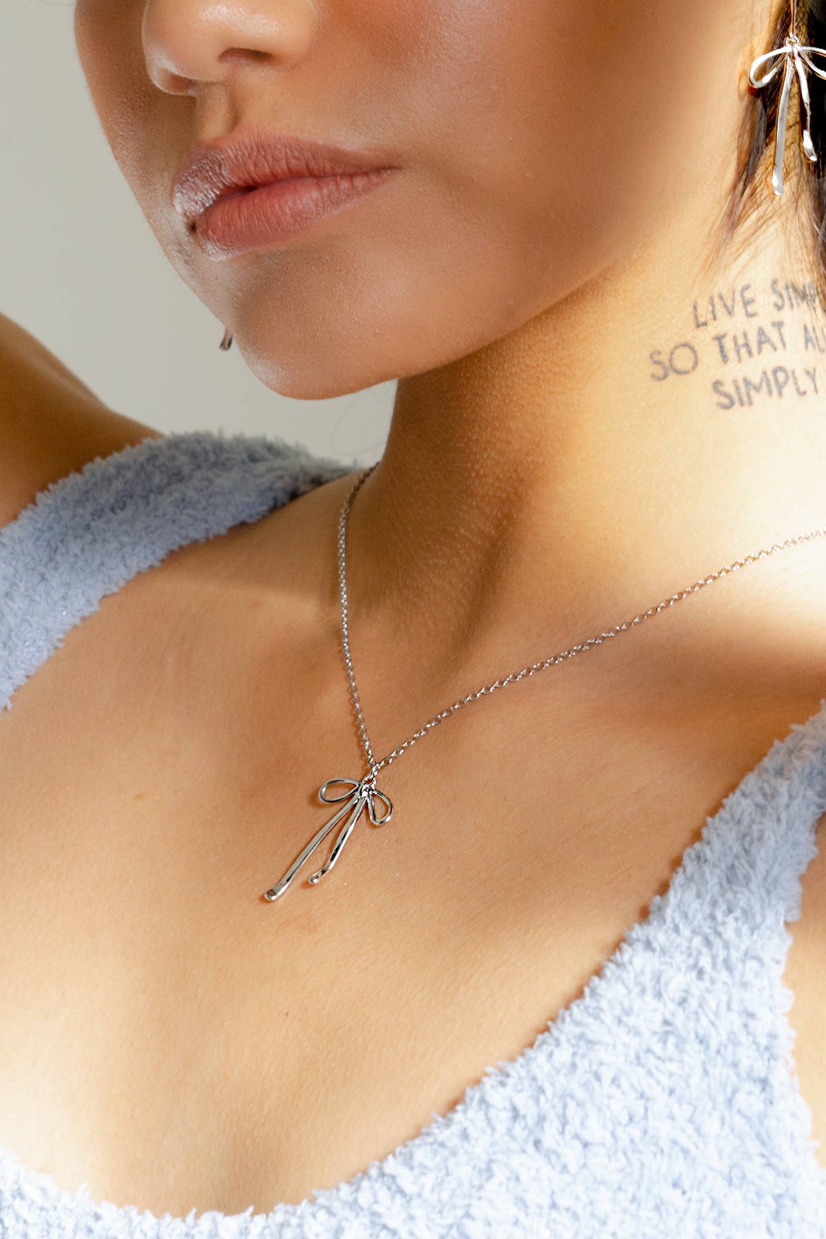 Bad to the Bow Necklace - Silver Plated