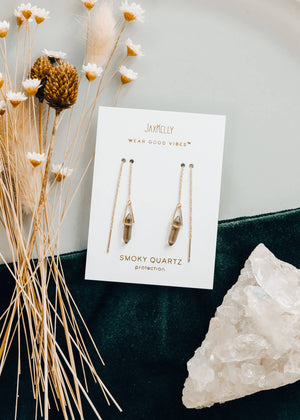 Threader - Smoky Quartz - Gold Earrings