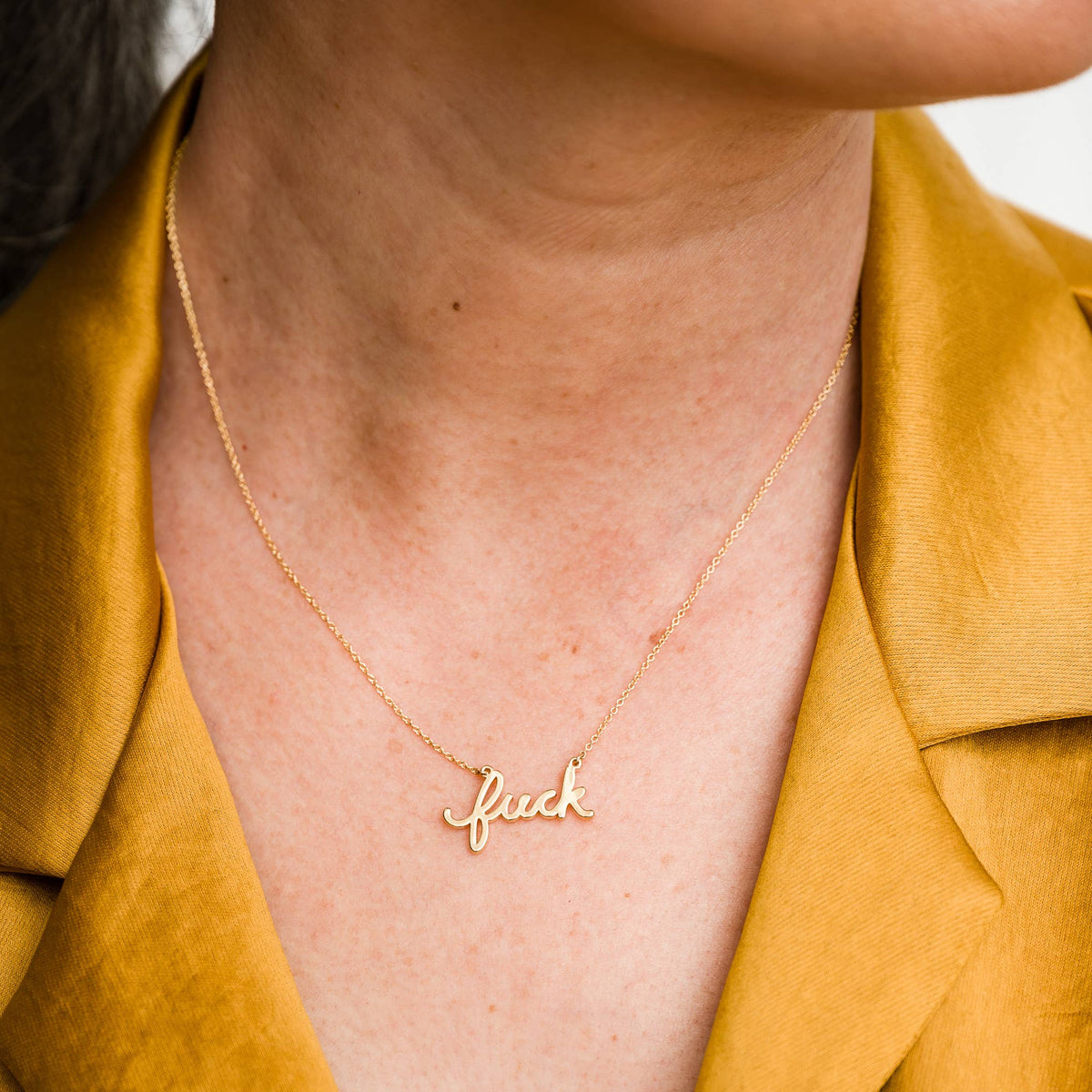 Fuck Script Necklace - 14K Gold Plated or Sterling Silver