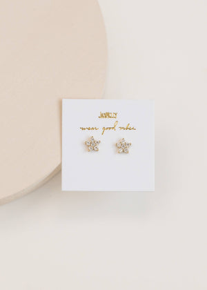 Pave Stud - Flower - Gold Earrings