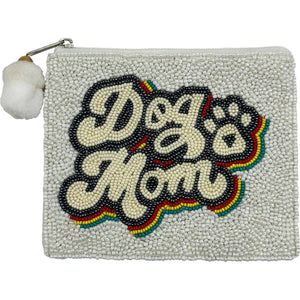 DOG MOM BEADED COIN POUCH