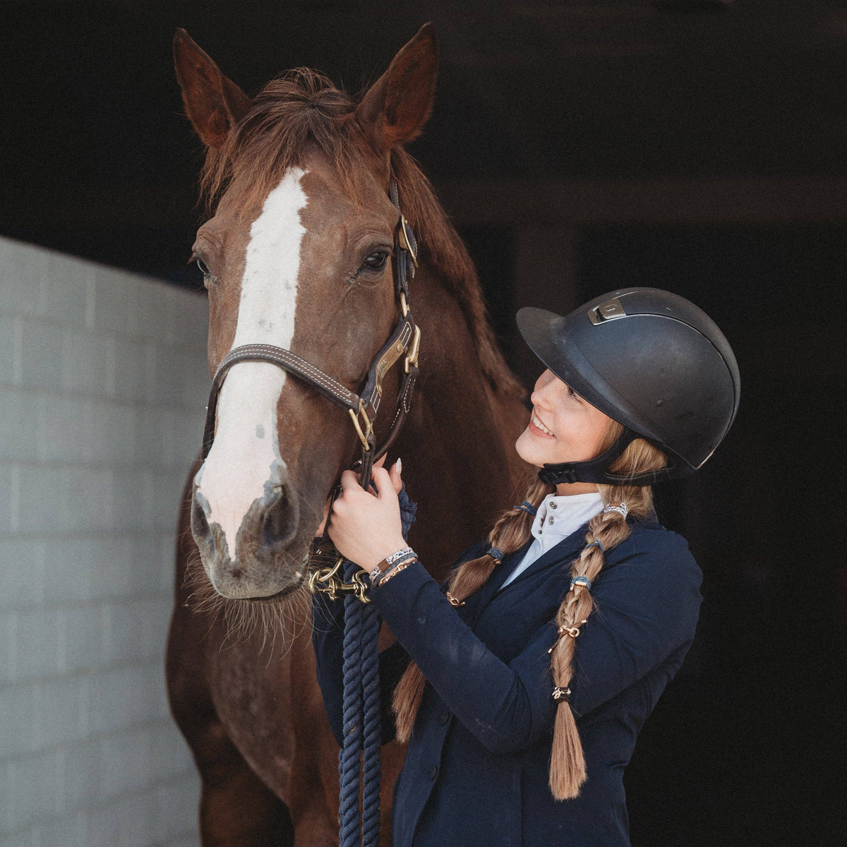 "Gallop" Horse &amp; Bit Equestrian Accents in Rich Brown &amp; Blue Hair Tie Bracelets