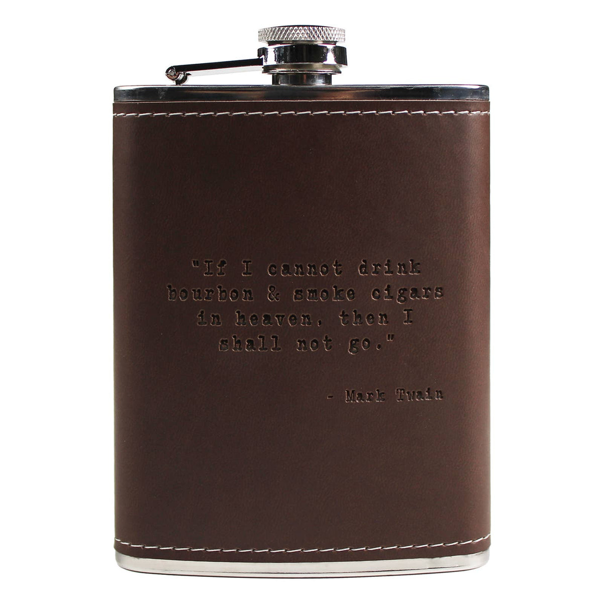Mark Twain Quote Leather Flask