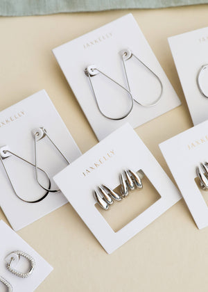 Silver Long Oval Hoop
