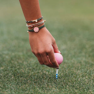 K'lani "Tee Time" Green and Pink Hair Tie Bracelets with Removable Ball Marker
