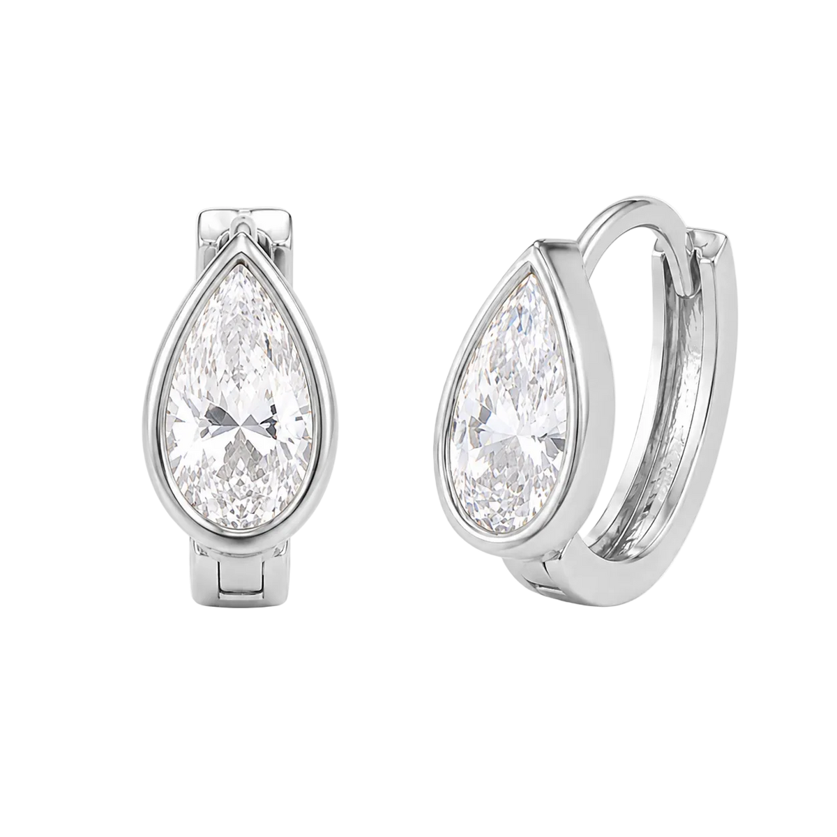 Pear Bezel Mini Hoop