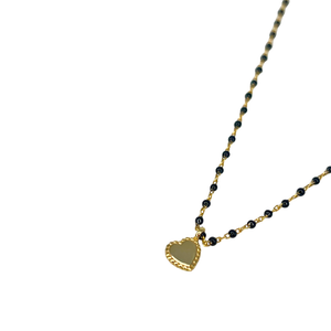 Elsa Mini Heart Necklace Black