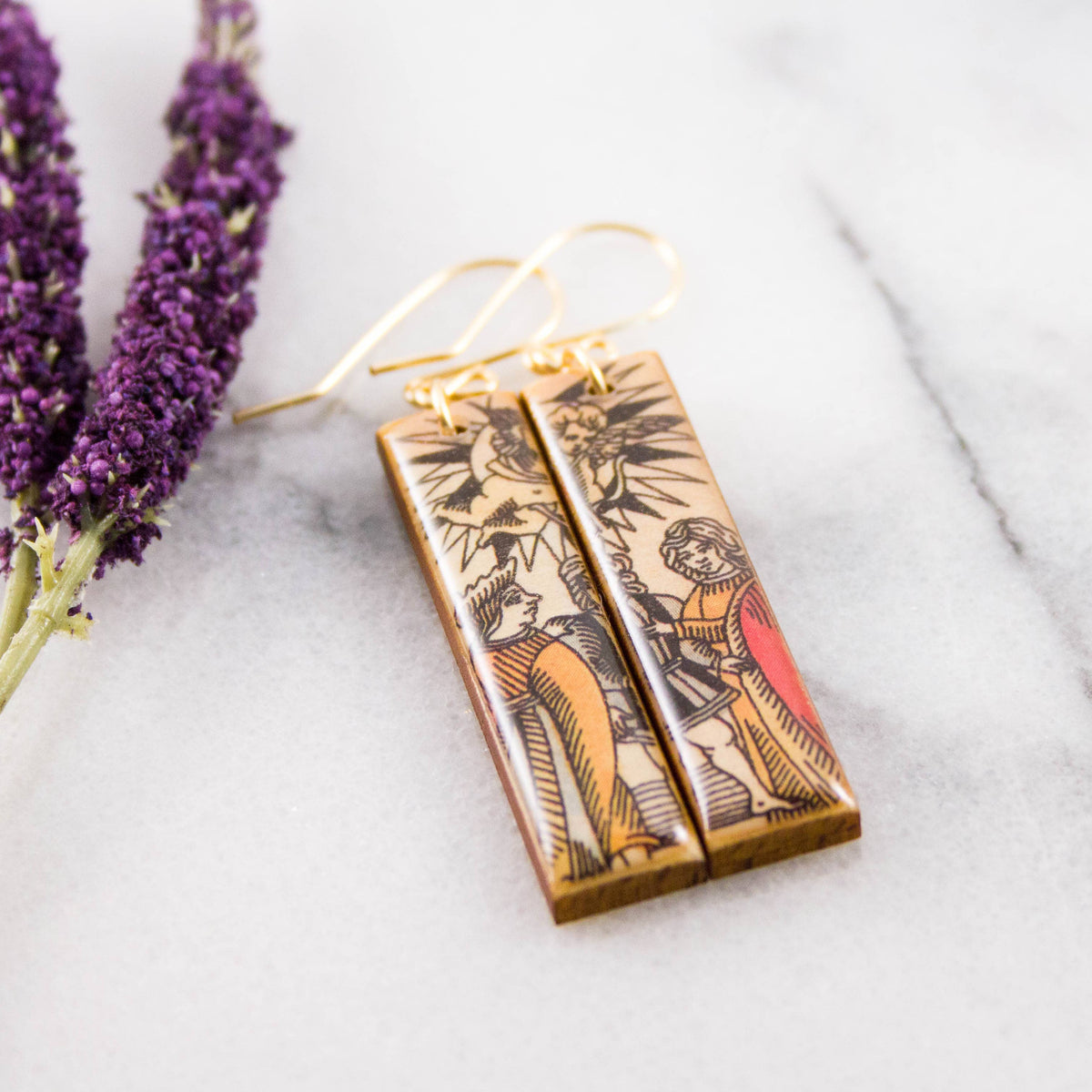 Italian Tarot Card Earrings- The Lovers