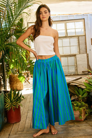 Striped Voluminous Gaucho Pants